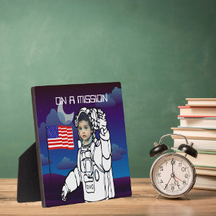 Astronaut On Moon Outer Space Boy Birthday Plaque