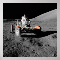 Astronaut on Moon Rover During Apollo 17 Mission