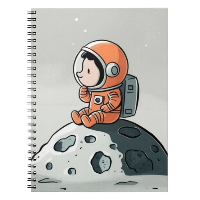 ASTRONAUT ON MOON Spiral Photo Notebook (Front)