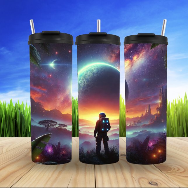 Astronaut on Mystical Alien Frontier Thermal Tumbler (Creator Uploaded)