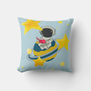 Astronaut on Saturn A Cosmic Journey" Cushion