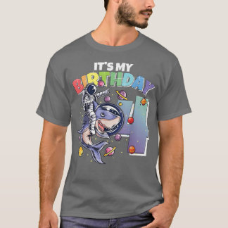 Astronaut on Shark 4th Birthday Boy Girl 4 Years 2 T-Shirt