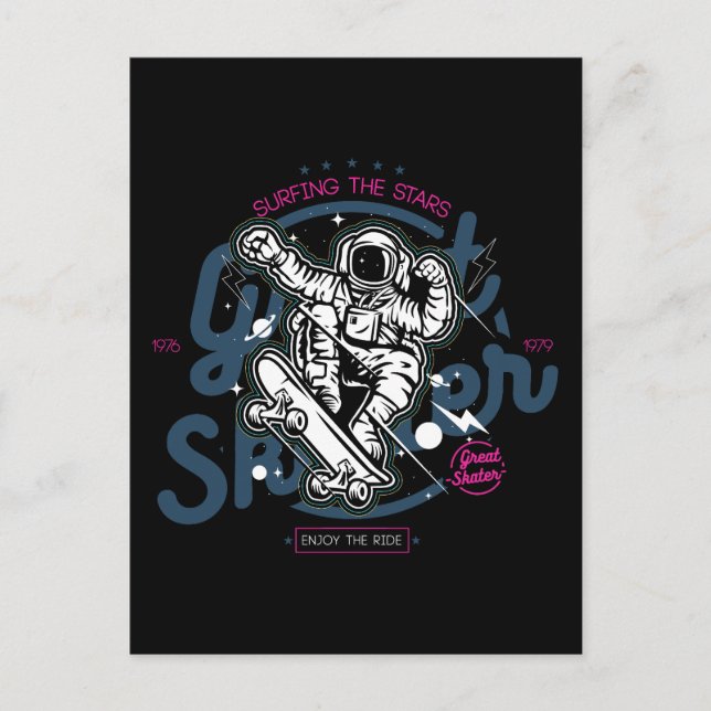 Astronaut on Skateboard | Surfing the Stars Postcard (Front)