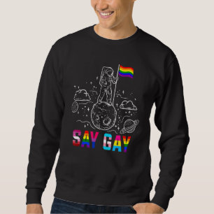 Astronaut On The Moon Lgbt Ally Flag Gay Pride Be Sweatshirt