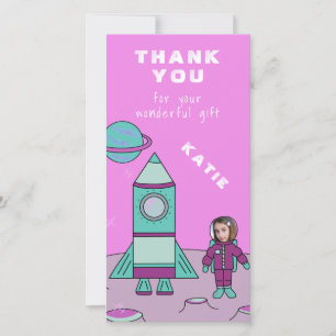 Astronaut on the Moon Thank You Insert your Face Card
