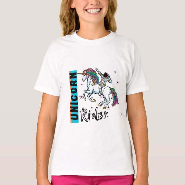 Astronaut on unicorn in this tshirt design  (Front)