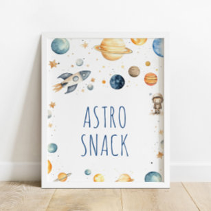 Astronaut Outer Space Astro Snacks Birthday Poster