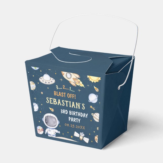 Astronaut Outer Space Birthday Party Favour Box (Front Side)