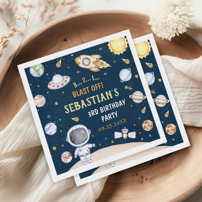 Astronaut Outer Space Birthday Party Napkin (Creator Uploaded)