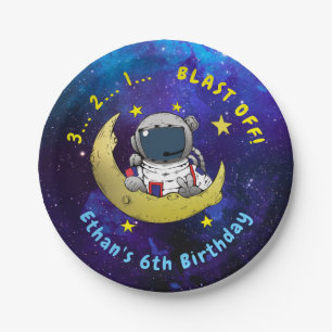 Astronaut Outer Space Birthday Party Paper Plate