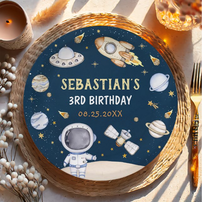 Astronaut Outer Space Birthday Party Paper Plate (Creator Uploaded)