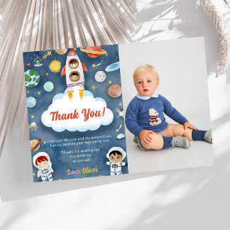 Astronaut Outer Space Birthday Thank You Card