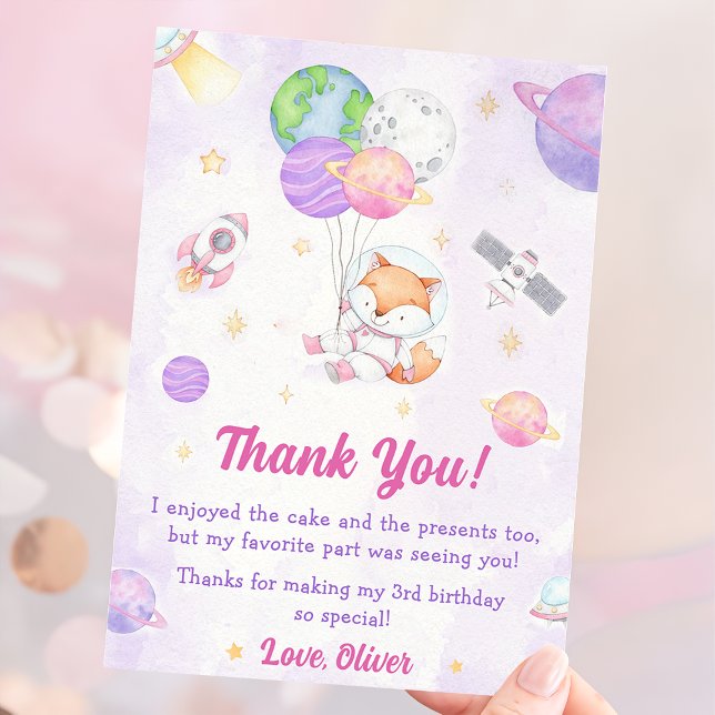 Astronaut Outer Space Birthday Thank You Card (Creator Uploaded)