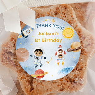 Astronaut Outer Space Birthday Thank You Classic Round Sticker