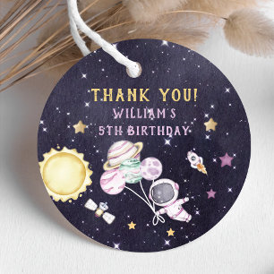 Astronaut Outer Space Birthday Thank You Favour Tags