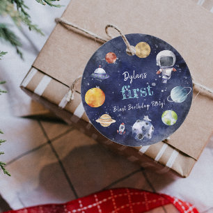 Astronaut Outer Space Boy 1st Birthday Favour Tags