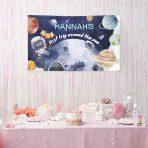 Astronaut Outer Space Boy 1st Birthday Party Banner