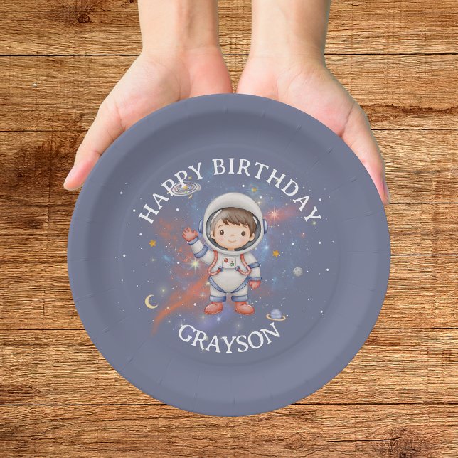 Astronaut Outer Space Boy Birthday Paper Plate (Creator Uploaded)