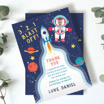 Astronaut Outer Space Boy Photo Birthday Thank You Card<br><div class="desc">Astronaut Outer Space Boy Photo Birthday Thank You Card</div>