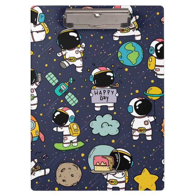 Astronaut Outer Space Cartoon  Clipboard (Front)