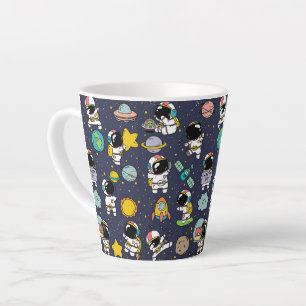 Astronaut Outer Space Cartoon  Latte Mug