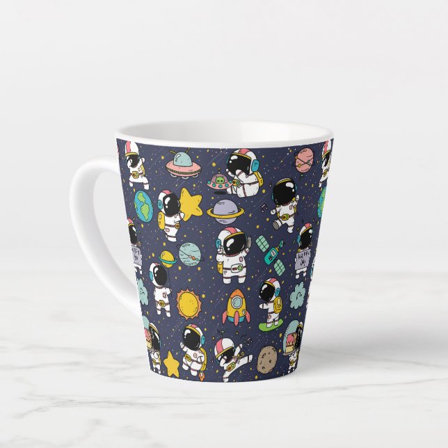 Astronaut Outer Space Cartoon  Latte Mug (Left Angle)