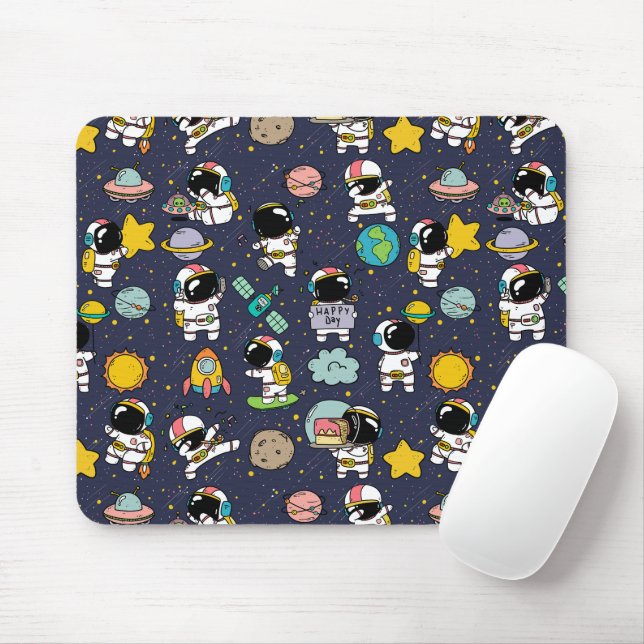 Astronaut Outer Space Cartoon  Mouse Pad (With Mouse)