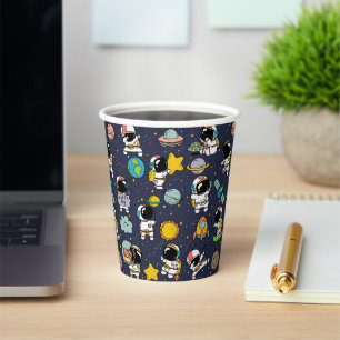 Astronaut Outer Space Cartoon Paper Cups