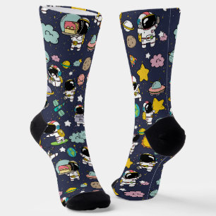 Astronaut Outer Space Cartoon Socks