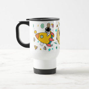 Astronaut Outer Space Cartoon Travel Mug