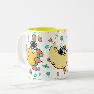 Astronaut Outer Space Cartoon Two-Tone Coffee Mug