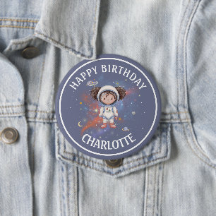 Astronaut Outer Space Girl Birthday 10 Cm Round Badge