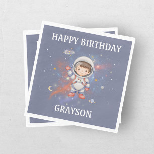Astronaut Outer Space Girl Birthday Napkin