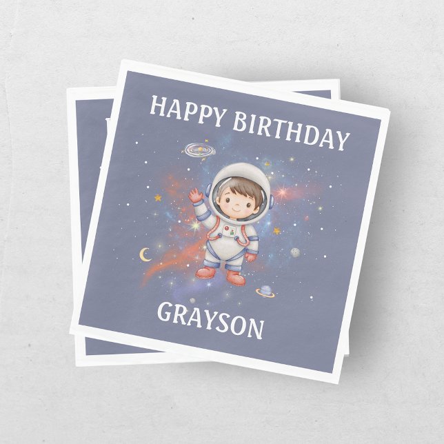 Astronaut Outer Space Girl Birthday Napkin (Creator Uploaded)