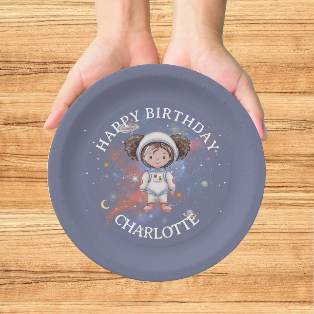 Astronaut Outer Space Girl Birthday Paper Plate (Creator Uploaded)