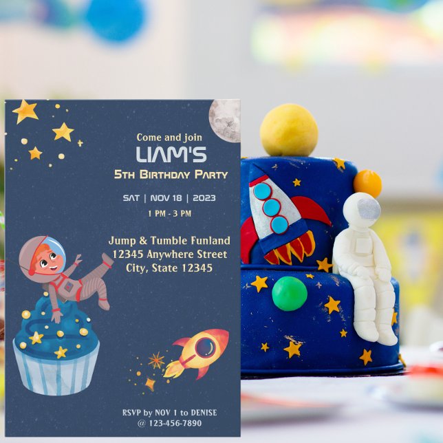 Astronaut Outer Space Kid's Birthday Invitation (Creator Uploaded)