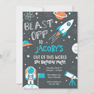 Astronaut Outer Space Party Invitation