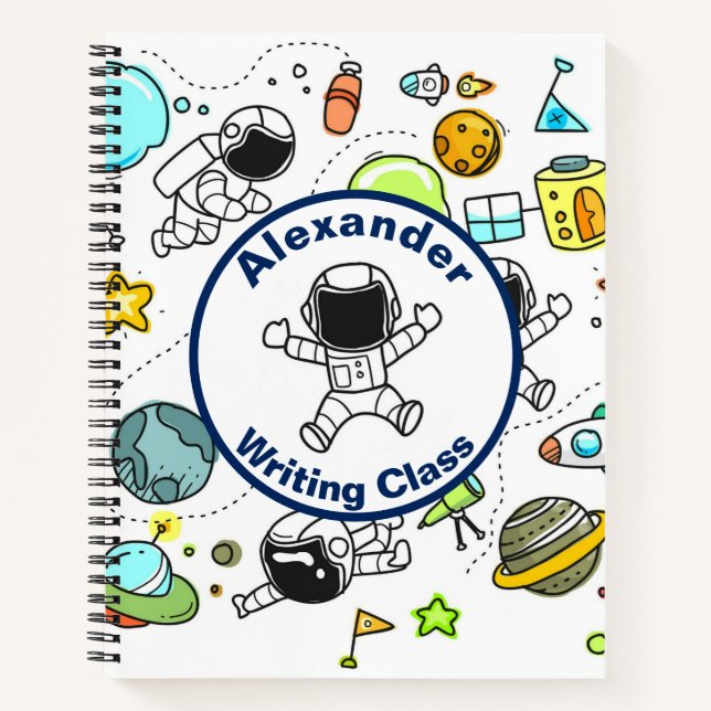 Astronaut Outer Space Personalised Back To School Notebook (Front)