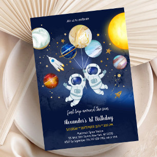 Astronaut Outer Space Planet Galaxy Birthday  Invitation