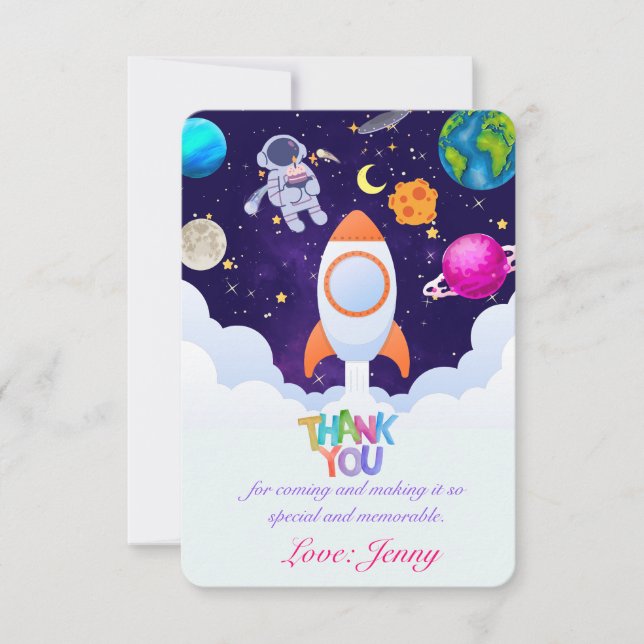 Astronaut,Outer space,Planets Thank You Favour Tag (Front)