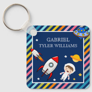 Astronaut Outer Space Rocket Boys Name Key Ring