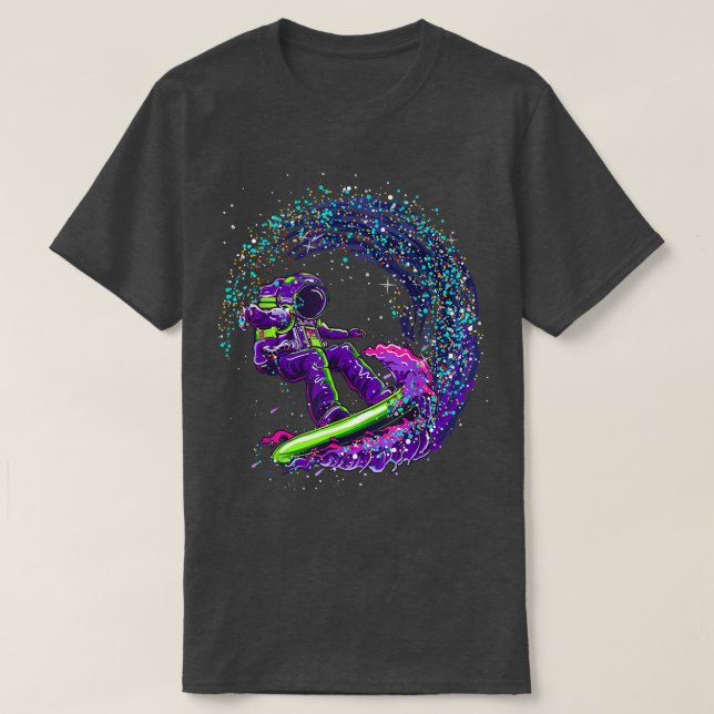 Astronaut Outer Space Surfer Cool T-Shirt (Design Front)