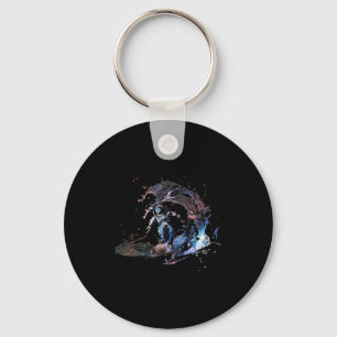 Astronaut Outer Space Surfer Surfing Galaxy Waves Key Ring