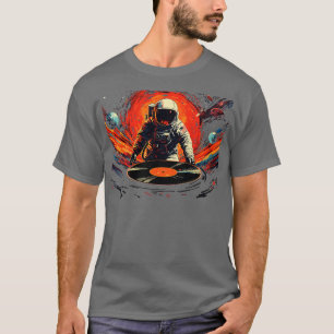 Astronaut Outer Space Vinyl Music DJ Gifts Funny S T-Shirt