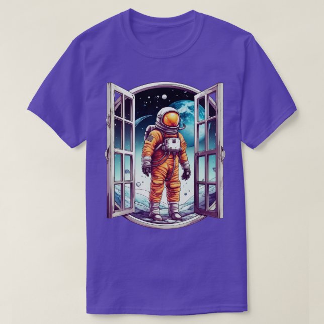 Astronaut Outside the Galaxy Window T-Shirt (Design Front)