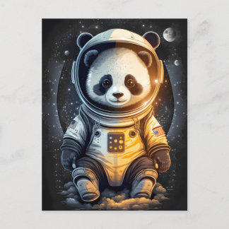 Astronaut Panda Bear Illustration Postcard