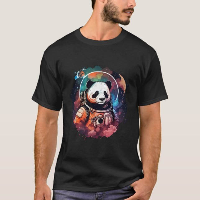 Astronaut Panda Space Panda Galaxy Kitten T-Shirt (Front)