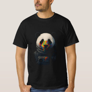 Astronaut Panda with Neon Paint Splash  T-Shirt
