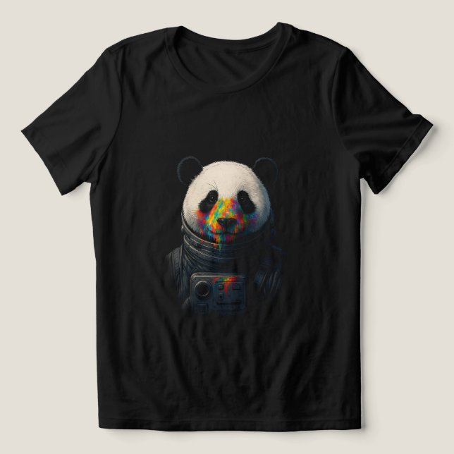 Astronaut Panda with Neon Paint Splash  Tri-Blend Shirt (Design Front)