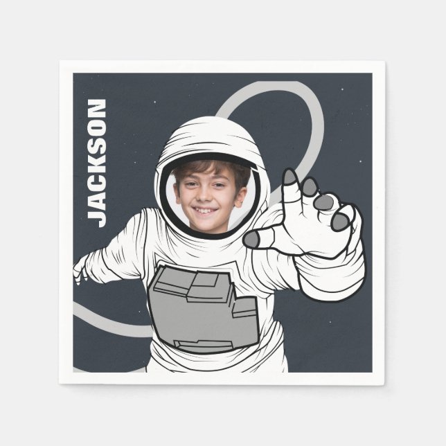 Astronaut Photo Birthday Personalised Napkin (Front)